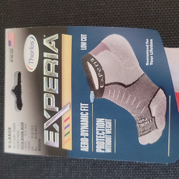 THORLO EXPERIA TIGER PAWS MICRO MINI LOW SOCKS: WHITE/GRAY: NWT: SZ XL - Picture 2 of 3